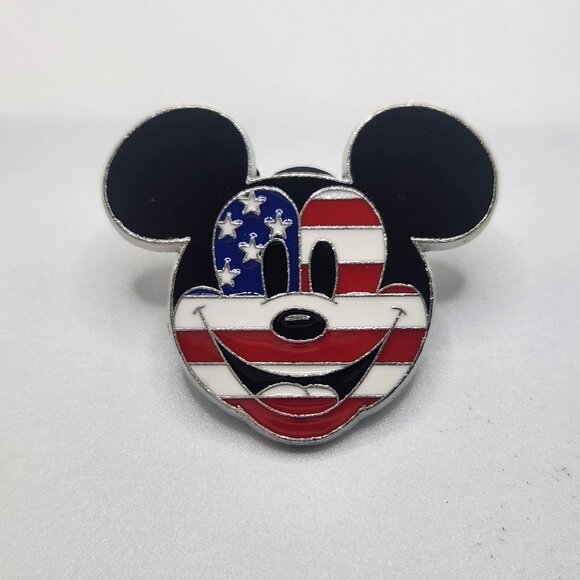 Disney Pin Mickey Mouse American Flag Face Trading Pin Patriotic USA 2009 - Picture 1 of 3